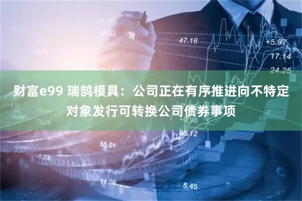 财富e99 瑞鹄模具：公司正在有序推进向不特定对象发行可转换公司债券事项